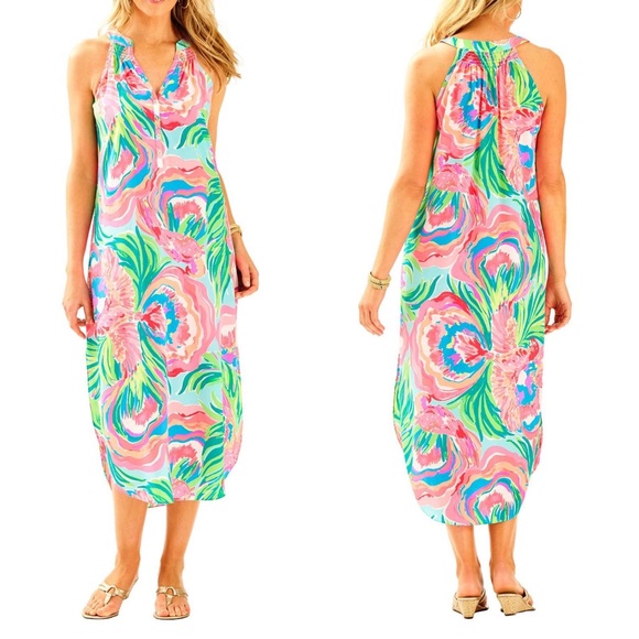 multi color midi dress Multicolor Garden Of Life Back Ties Midi Dress